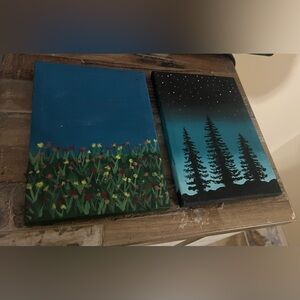 Floral Meadow and Starlit Forest Canvas Set